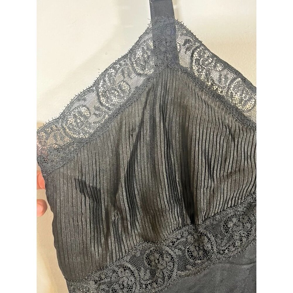 Vintage Floral Lace Lingerie Slip Dress Black 38 Retro Festive Sexy Feminine 60s - Picture 5 of 12